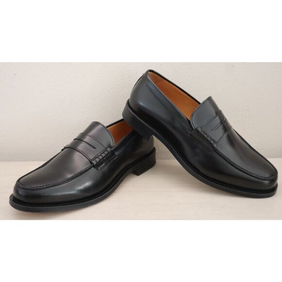 Banana Republic 574359-001 Men's Sz 9.5 Black Leather Amir Penny Loafers - Picture 1 of 10